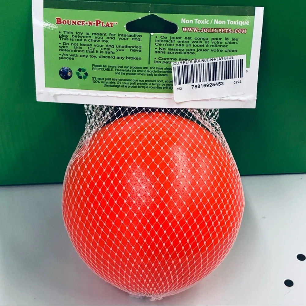 💥$12💥NEW JOLLY PETS Dog Toy Ball Bounce-N-Play for Small Dog ~4.5” Orange